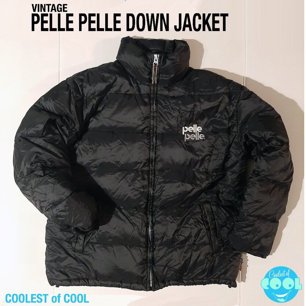 Vintage 90s y2k Pelle Pelle Marc Buchanan Black Down Puffer Jacket Mens Large